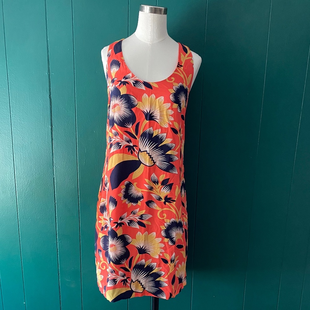 J.Crew Silk Hibiscus Twist Back Dress